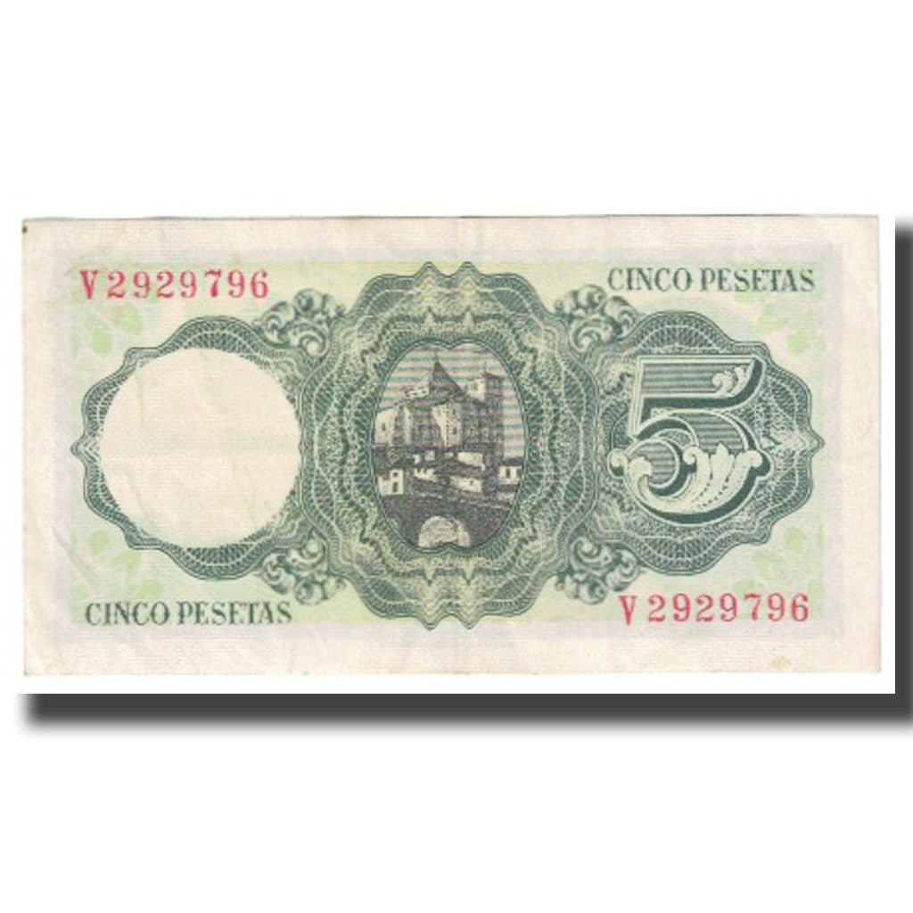 Banknote, Spain, 5 Pesetas, 1951, 1951-08-16, KM:140a, AU(55-58)