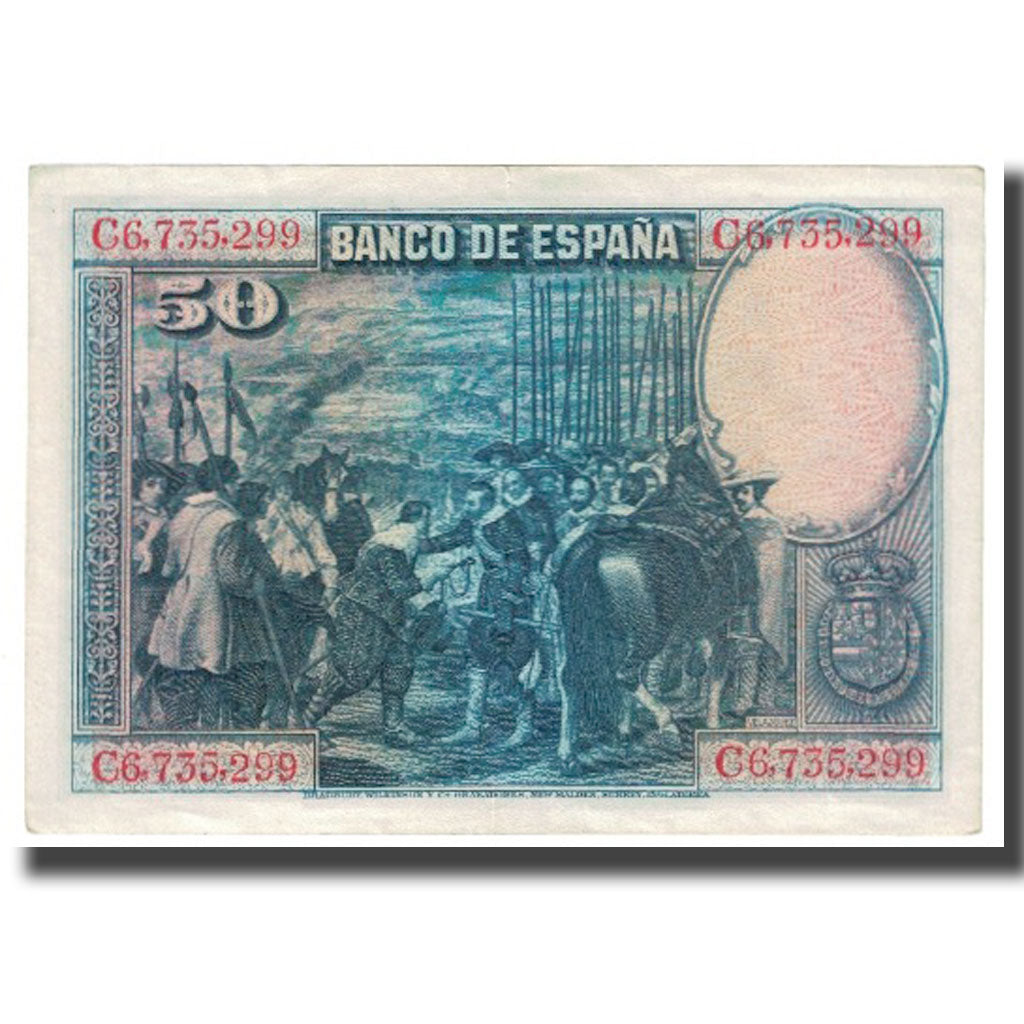 Banknote, Spain, 50 Pesetas, 1928, 1928-08-15, KM:75b, AU(55-58)