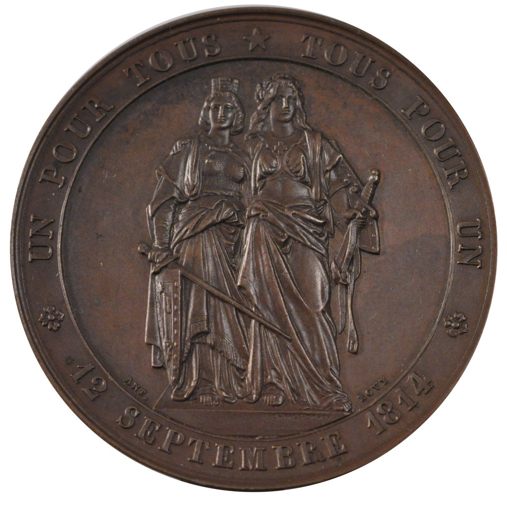 Switzerland, Politics, Society, War, Medal, 1864, MS(60-62), Bronze, 47, 55.80