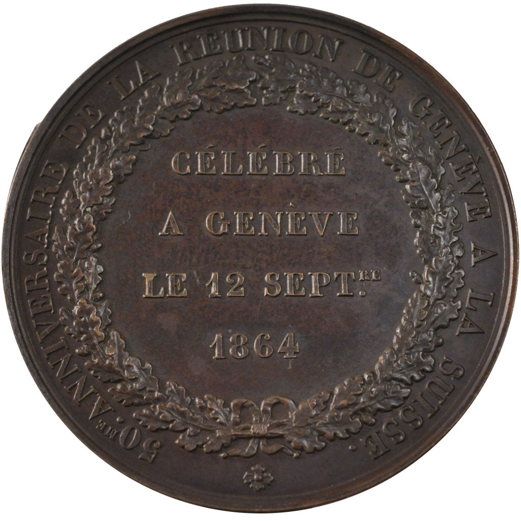 Switzerland, Politics, Society, War, Medal, 1864, MS(60-62), Bronze, 47, 55.80