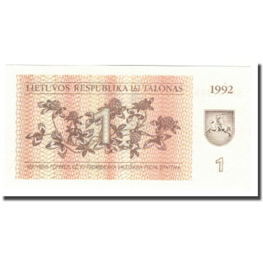 Billet, Lithuania, 1 (Talonas), 1992, KM:39, NEUF