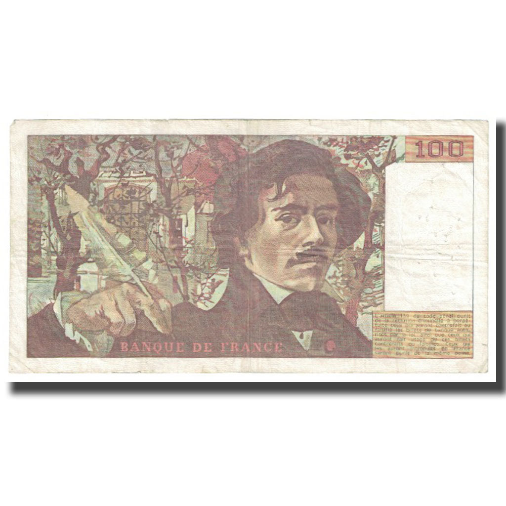 França, 100 Francs, Delacroix, 1980, EF(40-45), Fayette:69.04a, KM:154b