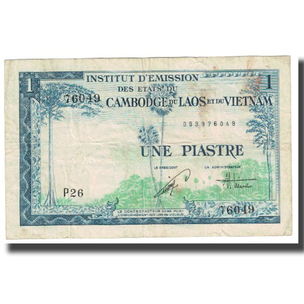 Banknote, FRENCH INDO-CHINA, 1 Piastre = 1 Kip, KM:100, VF(20-25)