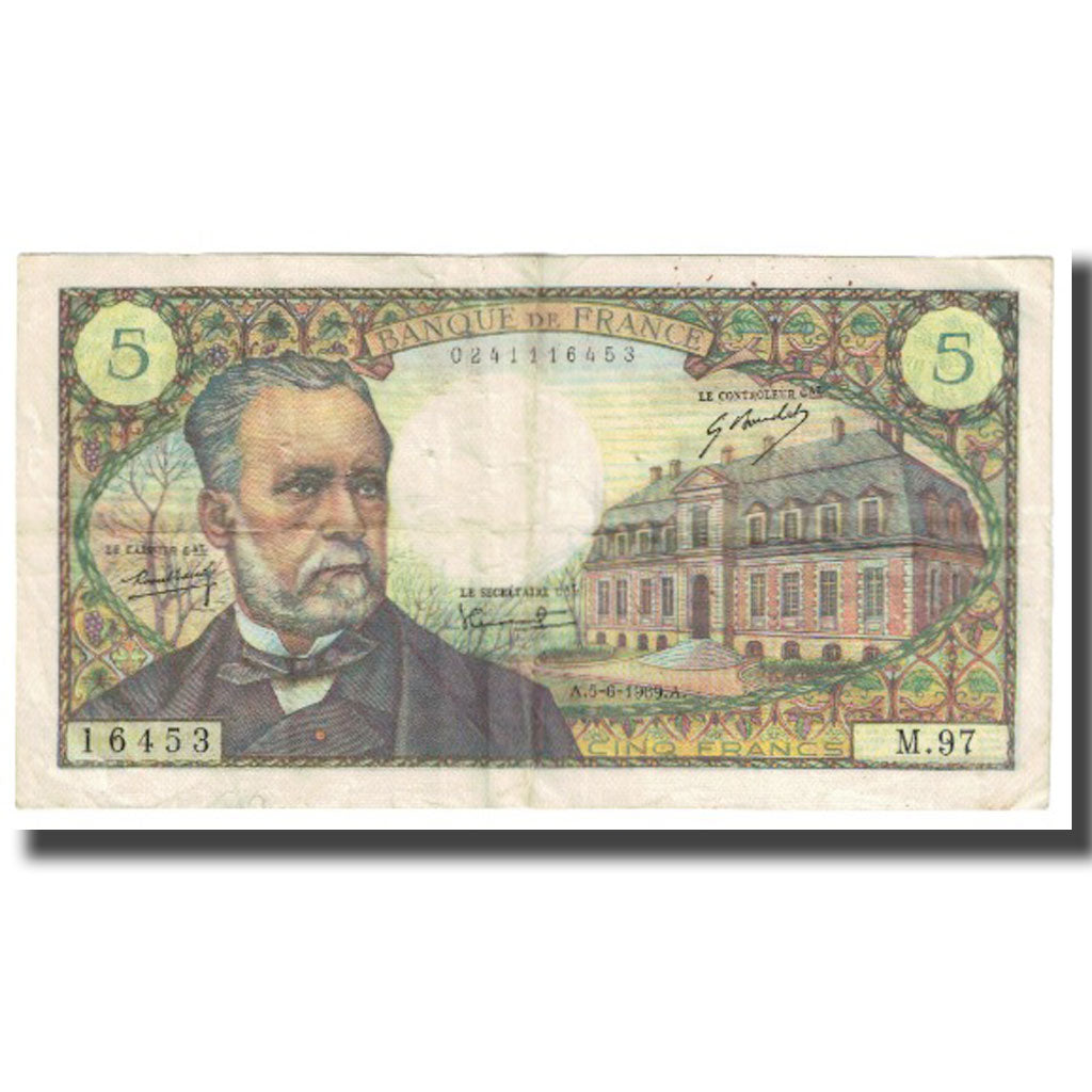 France, 5 Francs, Pasteur, 1969, 1969-06-05, TTB, Fayette:61.10, KM:146b