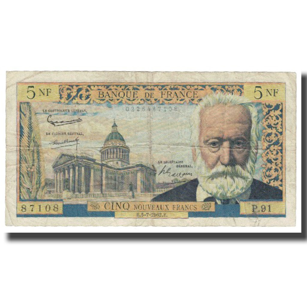 Francia, 5 Nouveaux Francs, Victor Hugo, 1962, 1962-07-05, BC, Fayette:56.12