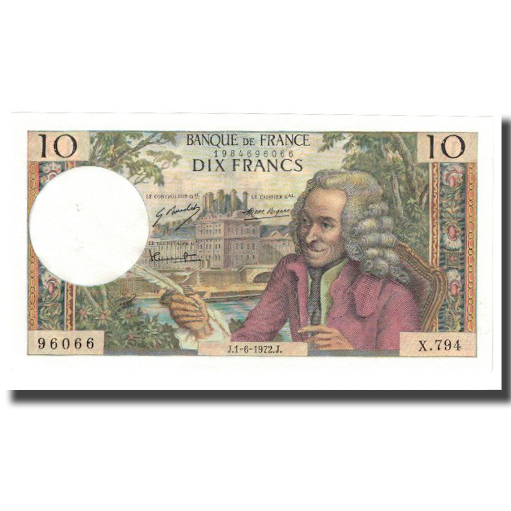 Frankreich, 10 Francs, Voltaire, 1972, 1972-06-01, UNZ-, Fayette:62.57, KM:147c