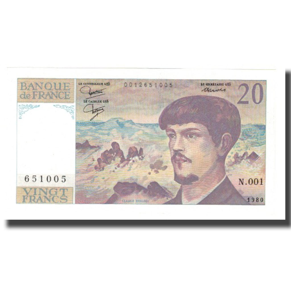 França, 20 Francs, Debussy, 1980, UNC(65-70), Fayette:66.1, KM:151a