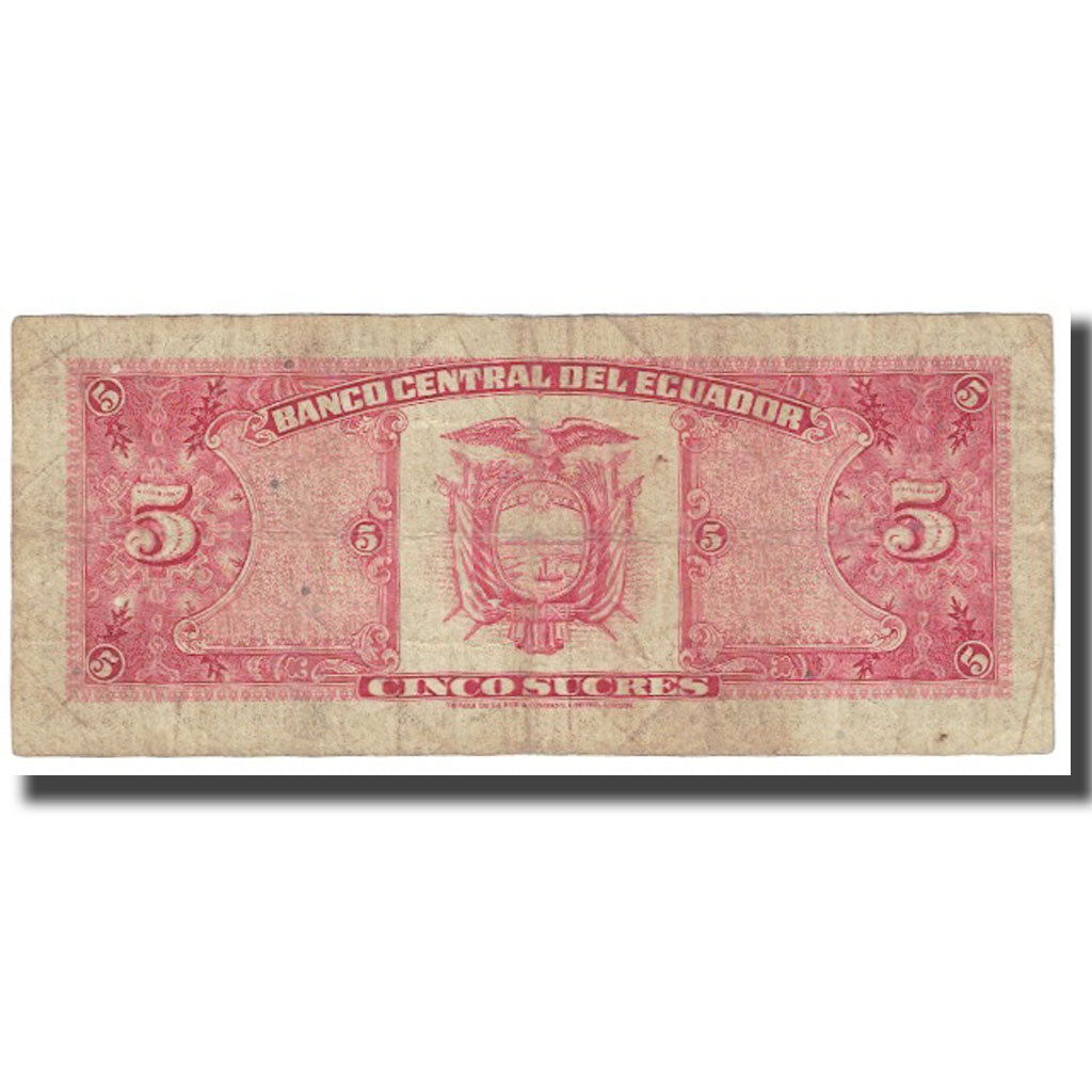 Banconote, Ecuador, 5 Sucres, 1988, 1988-11-22, KM:108b, MB