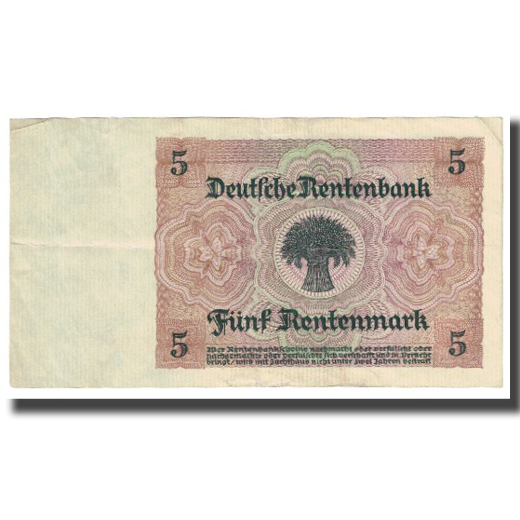 Banknote, Germany, 5 Rentenmark, 1923, 1923-10-15, KM:169, EF(40-45)
