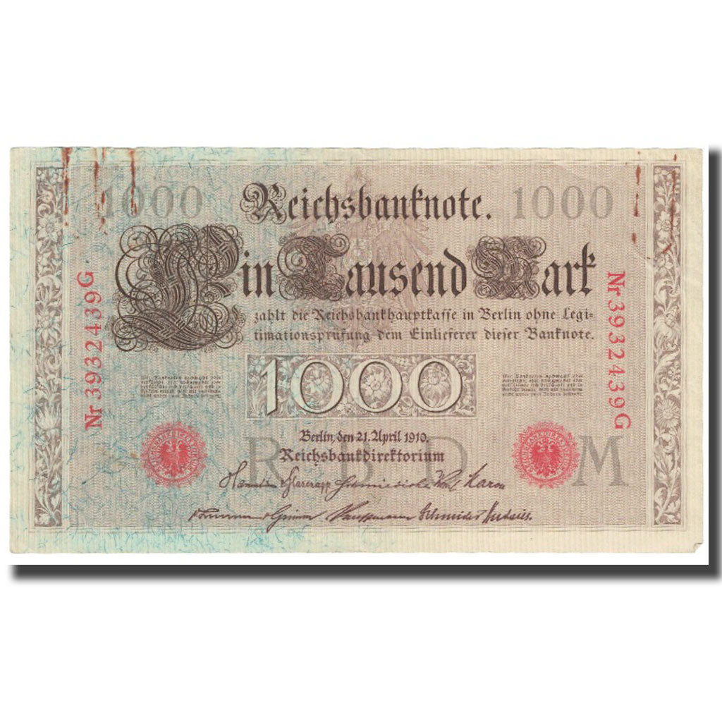 Banknote, Germany, 1000 Mark, 1910, 1910-04-21, KM:45b, VF(20-25)