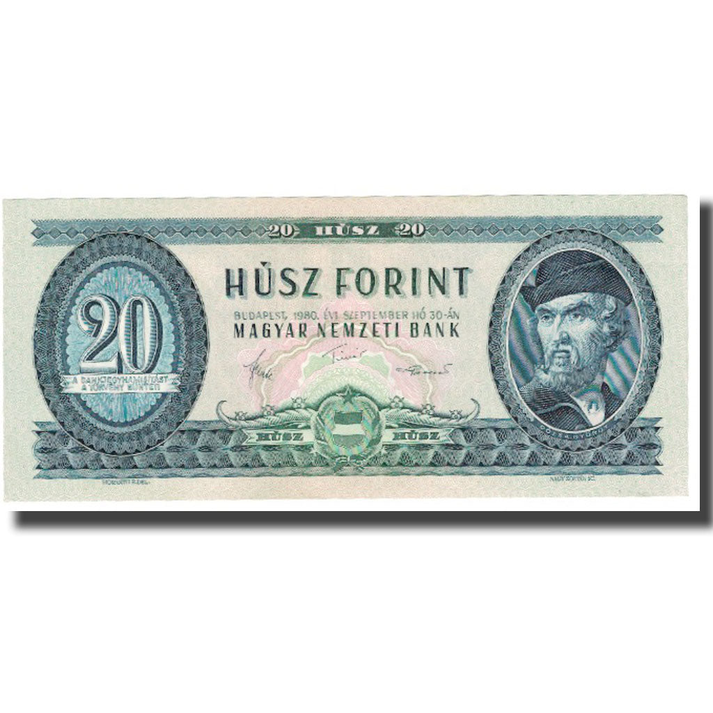 Banknot, Węgry, 20 Forint, 1980, 1980-09-30, KM:165a, UNC(65-70)