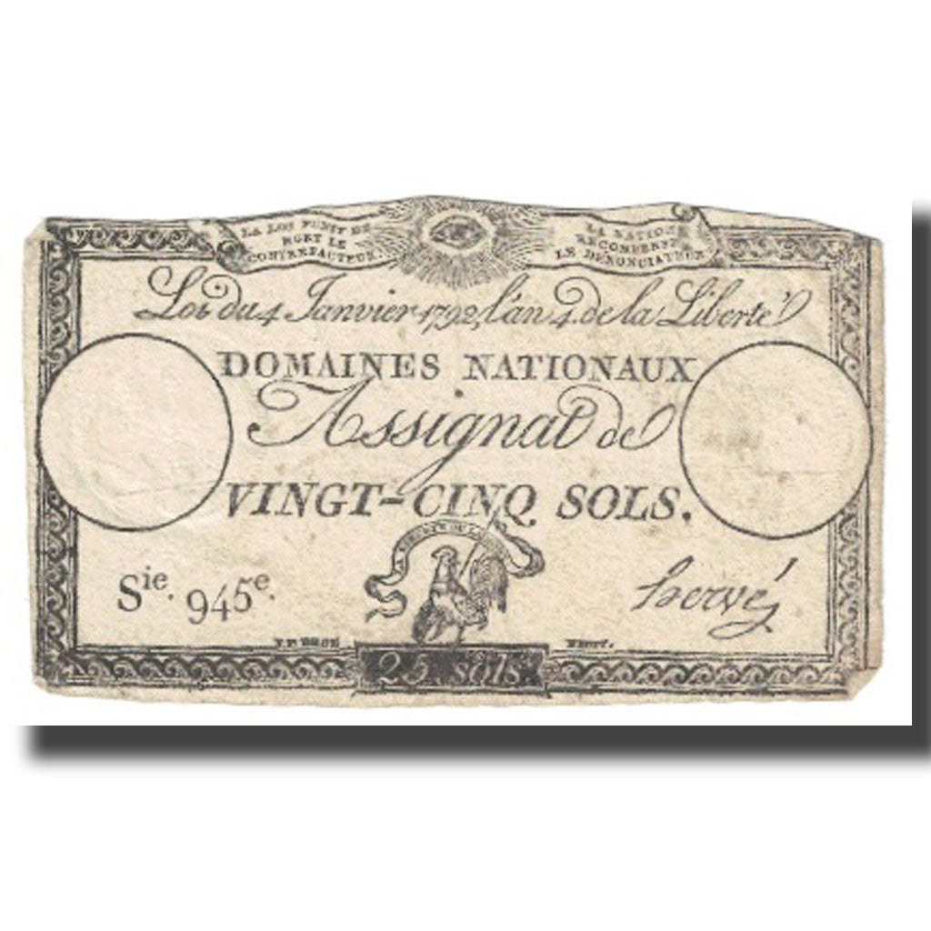 France, 25 Sols, VF(20-25), Fayette:ASS.25A, KM:A55