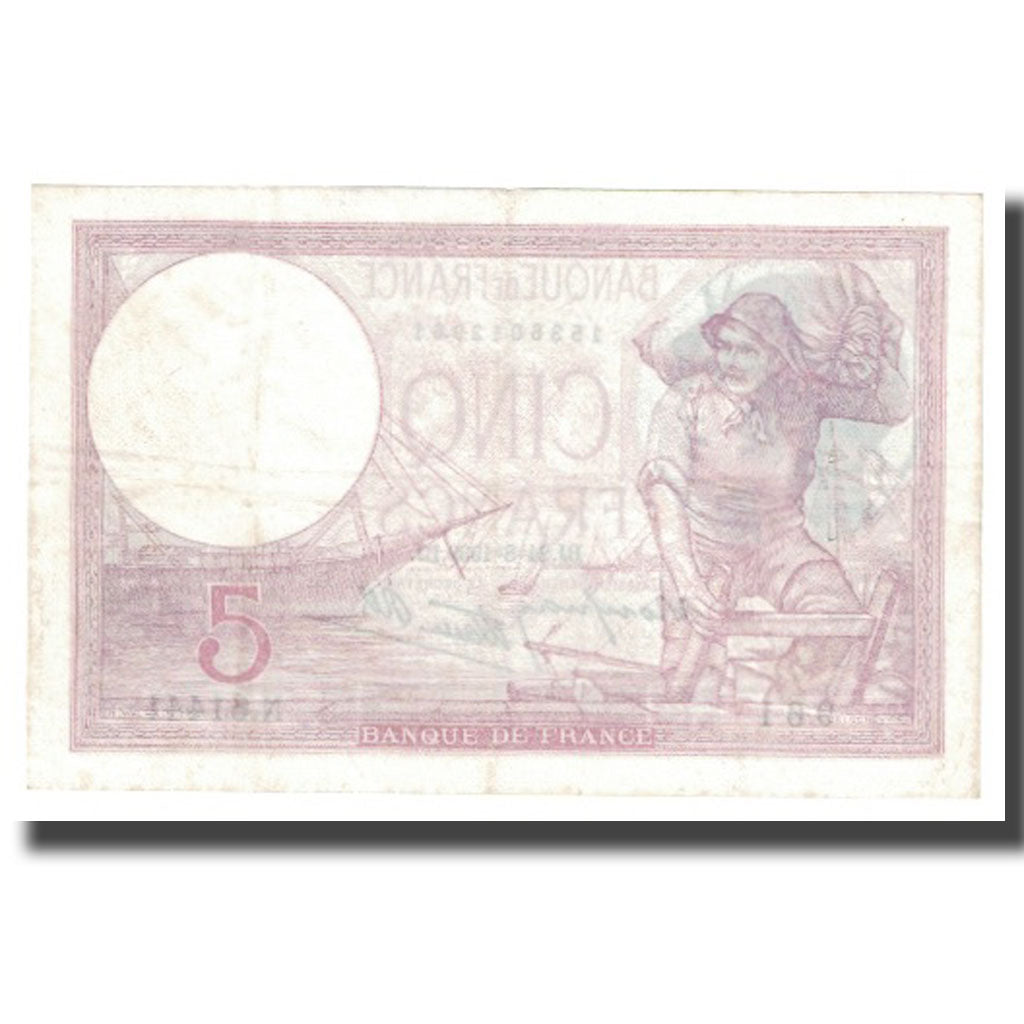 France, 5 Francs, Violet, 1939, 1939-08-24, AU(55-58), Fayette:4.7, KM:83