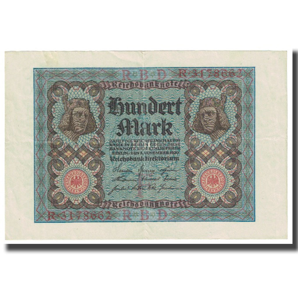Banknote, Germany, 100 Mark, 1920, 1920-11-01, KM:69b, EF(40-45)