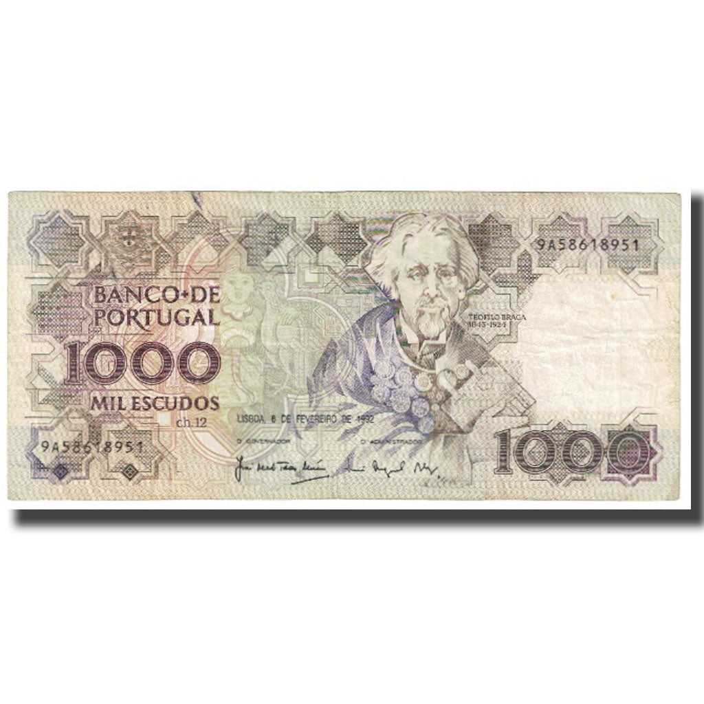 Geldschein, Portugal, 1000 Escudos, 1992, 1992-02-06, KM:181i, S