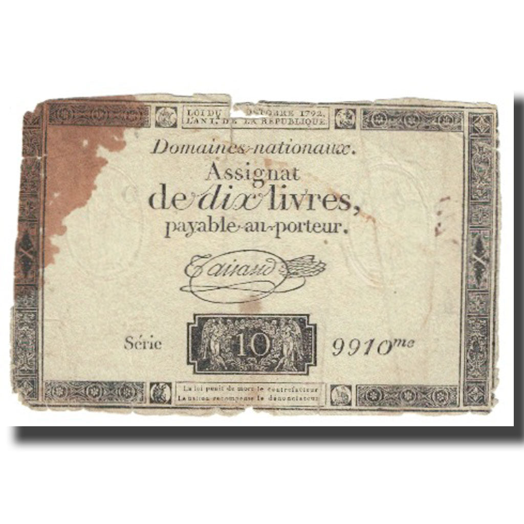 Frankreich, 10 Livres, 1792, S, Fayette:ass21e, KM:A51