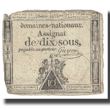 France, 10 Sous, 1792, 1792-10-24, VF(20-25), Fayette:ass40b, KM:A68a