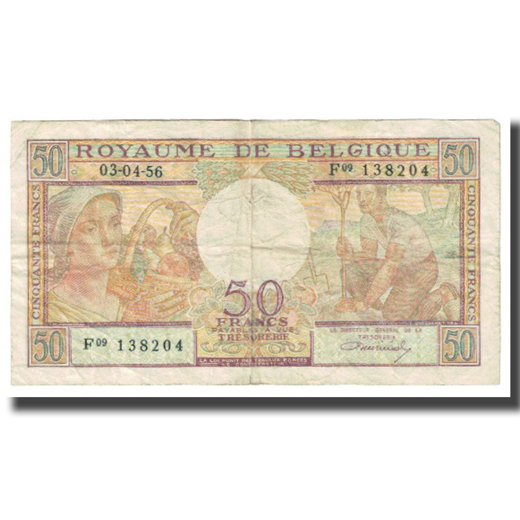 Banknote, Belgium, 50 Francs, 1956, 1956-04-03, KM:133b, VF(20-25)