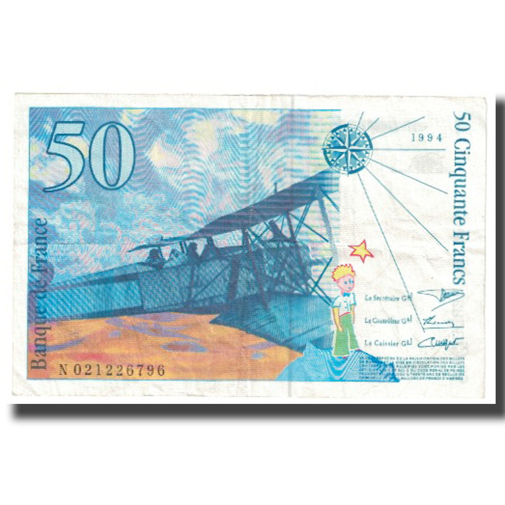 France, 50 Francs, St Exupéry, 1994, VF(20-25), Fayette:73.1d, KM:157Ab