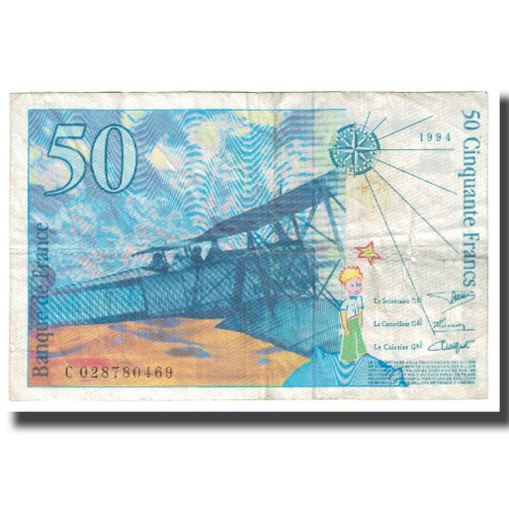 Francja, 50 Francs, St Exupéry, 1994, VF(20-25), Fayette:73.1d, KM:157Ab