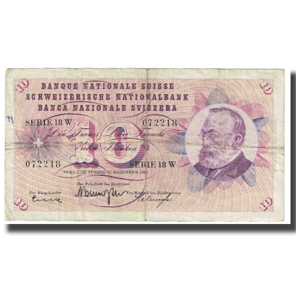 Billet, Suisse, 10 Franken, 1960, 1960-12-22, KM:45g, TB