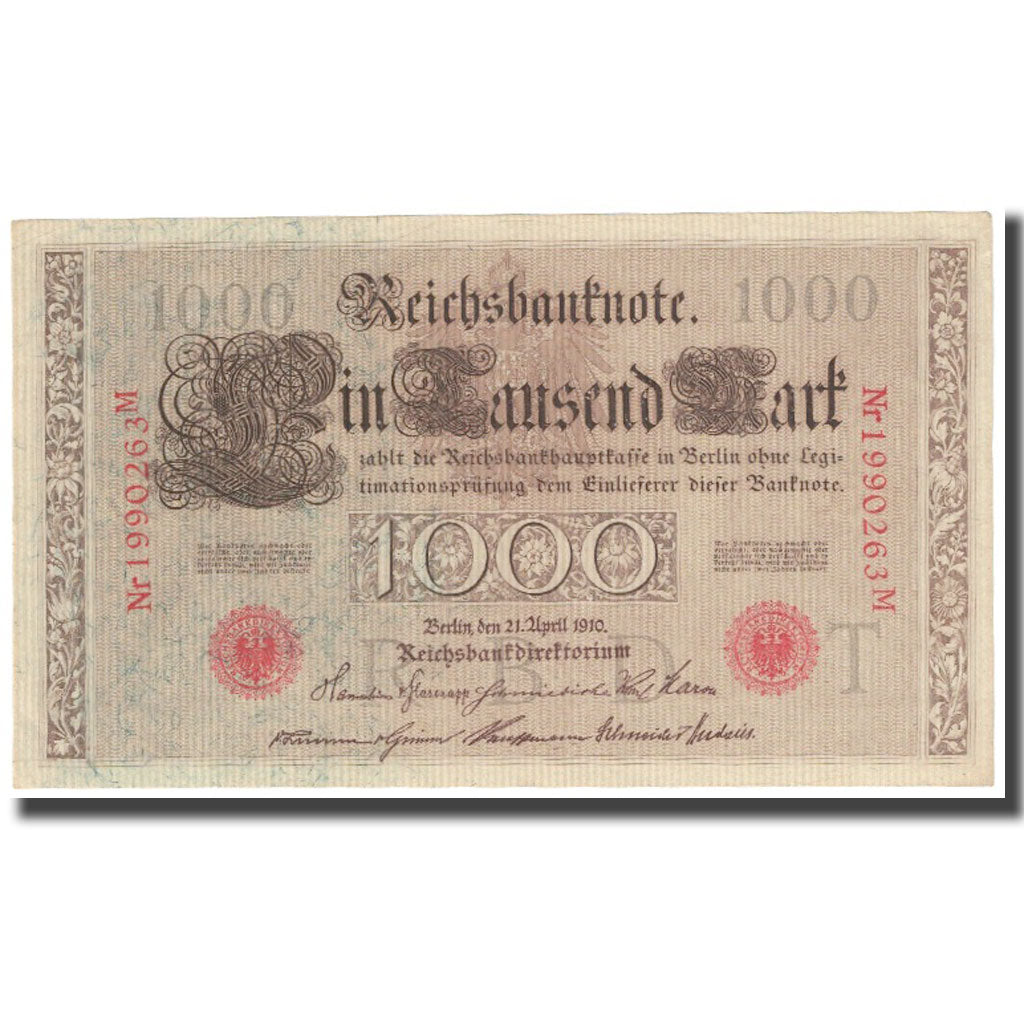 Nota, Alemanha, 1000 Mark, 1910, 1910-04-21, KM:44b, AU(55-58)