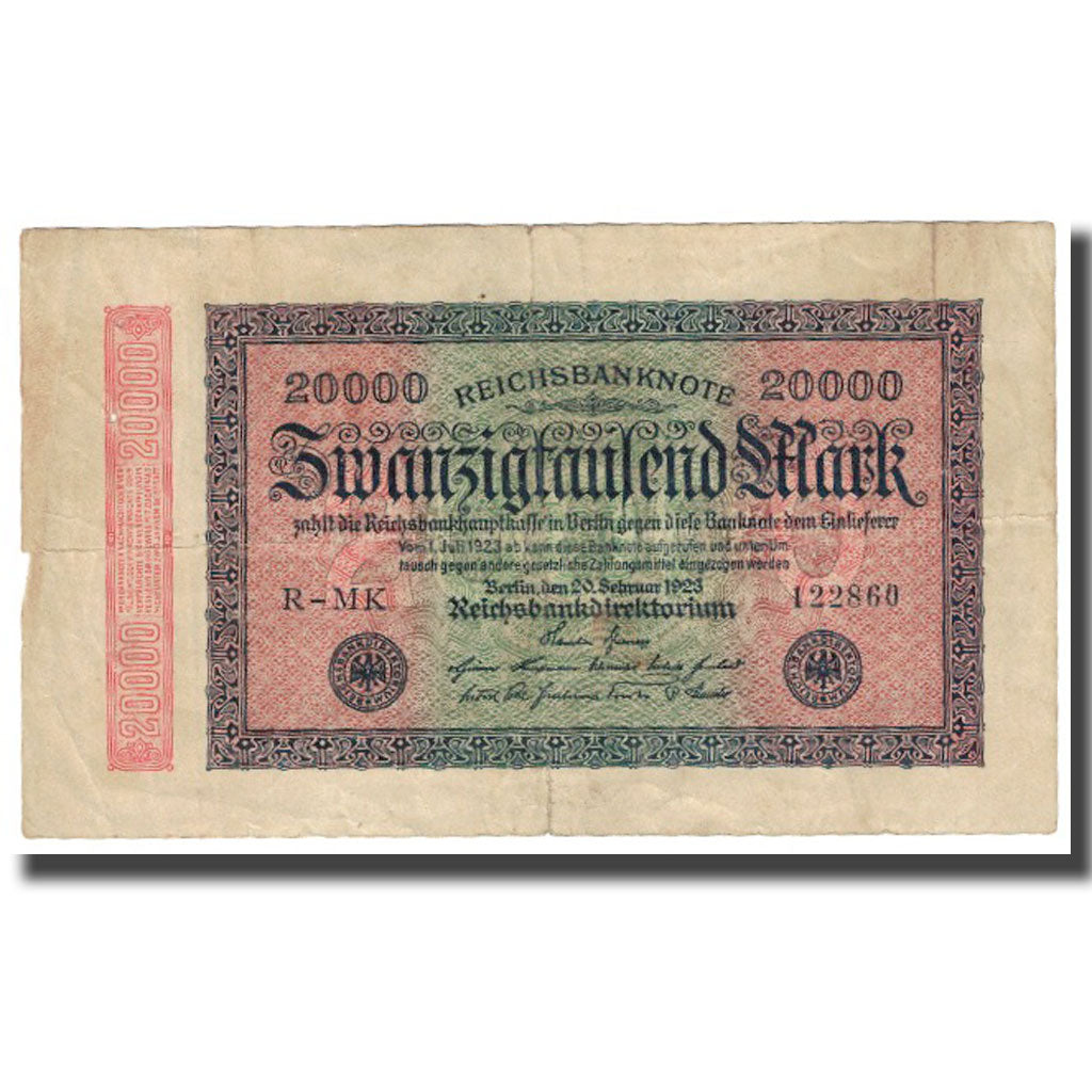Banknot, Niemcy, 20,000 Mark, 1923, 1923-02-20, KM:85a, VF(20-25)