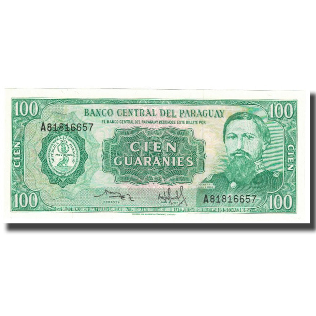 Billet, Paraguay, 100 Guaranies, 1952, 1952-03-25, KM:205, NEUF