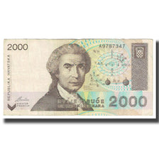 Banknote, Croatia, 2000 Dinara, 1992, 1992-01-15, KM:23a, VF(20-25)