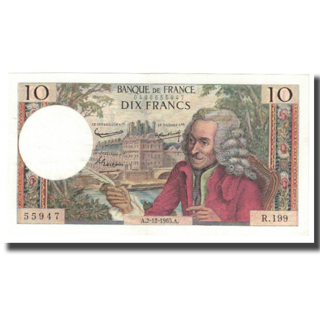 Frankrijk, 10 Francs, Voltaire, 1965, 1965-12-02, SPL, Fayette:62.18, KM:147a