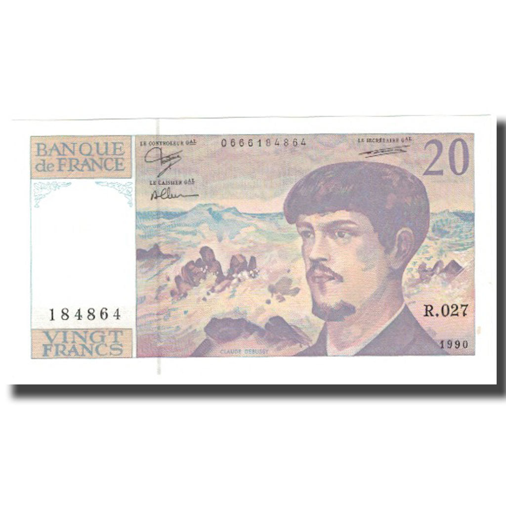 Francia, 20 Francs, Debussy, 1990, FDS, Fayette:66bis.1, KM:151d