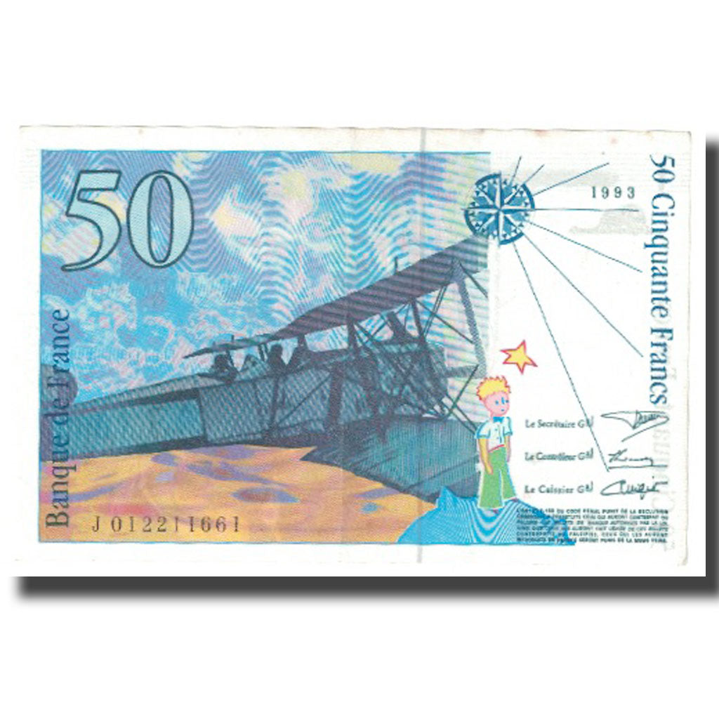 France, 50 Francs, St Exupéry, 1993, EF(40-45), Fayette:72.2, KM:157b