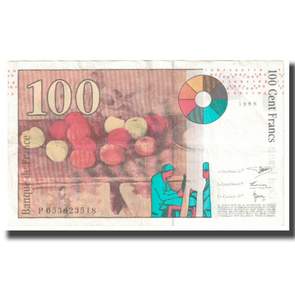 France, 100 Francs, Cézanne, 1998, AU(55-58), Fayette:74.2, KM:158a