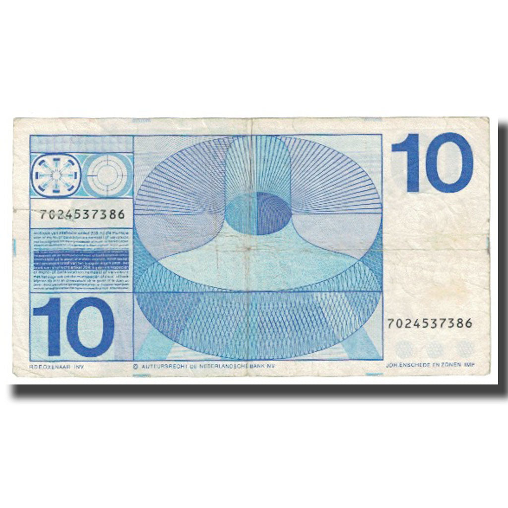 Banknote, Netherlands, 10 Gulden, 1968, 1968-04-25, KM:91b, VF(20-25)