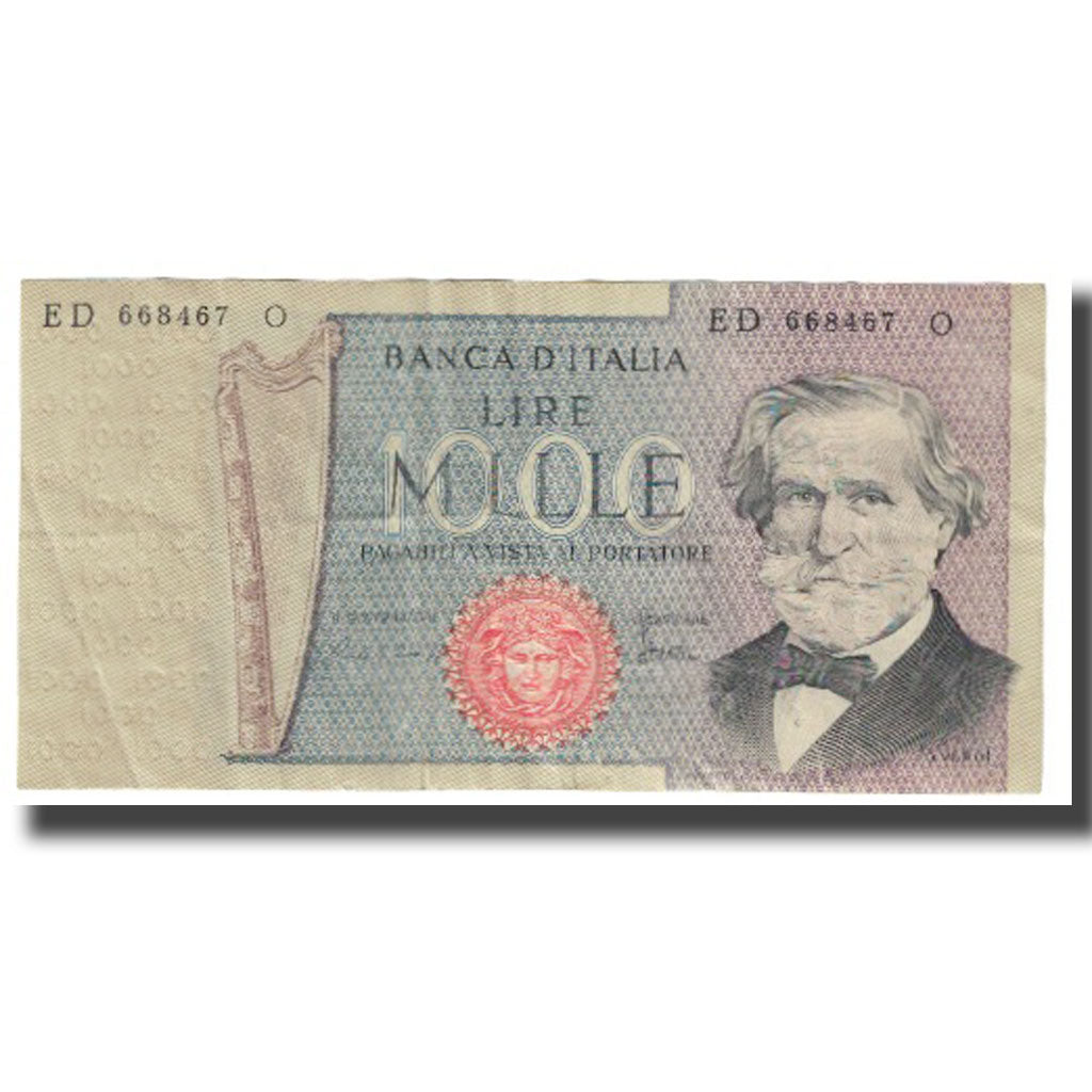 Geldschein, Italien, 1000 Lire, 1969, 1969-02-26, KM:101a, UNZ-