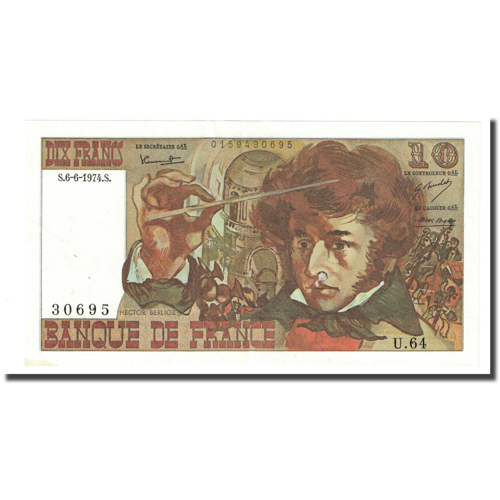 Francja, 10 Francs, Berlioz, 1974, 1974-06-06, UNC(65-70), Fayette:63.05