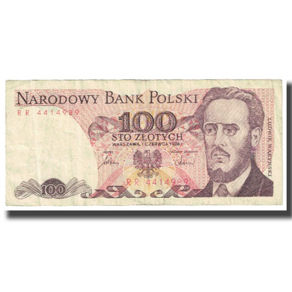 Nota, Polónia, 100 Zlotych, 1986, 1986-06-01, KM:143c, VF(20-25)
