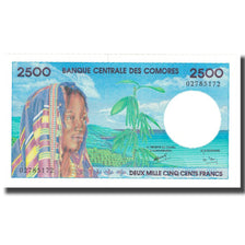Billet, Comoros, 2500 Francs, KM:13, NEUF
