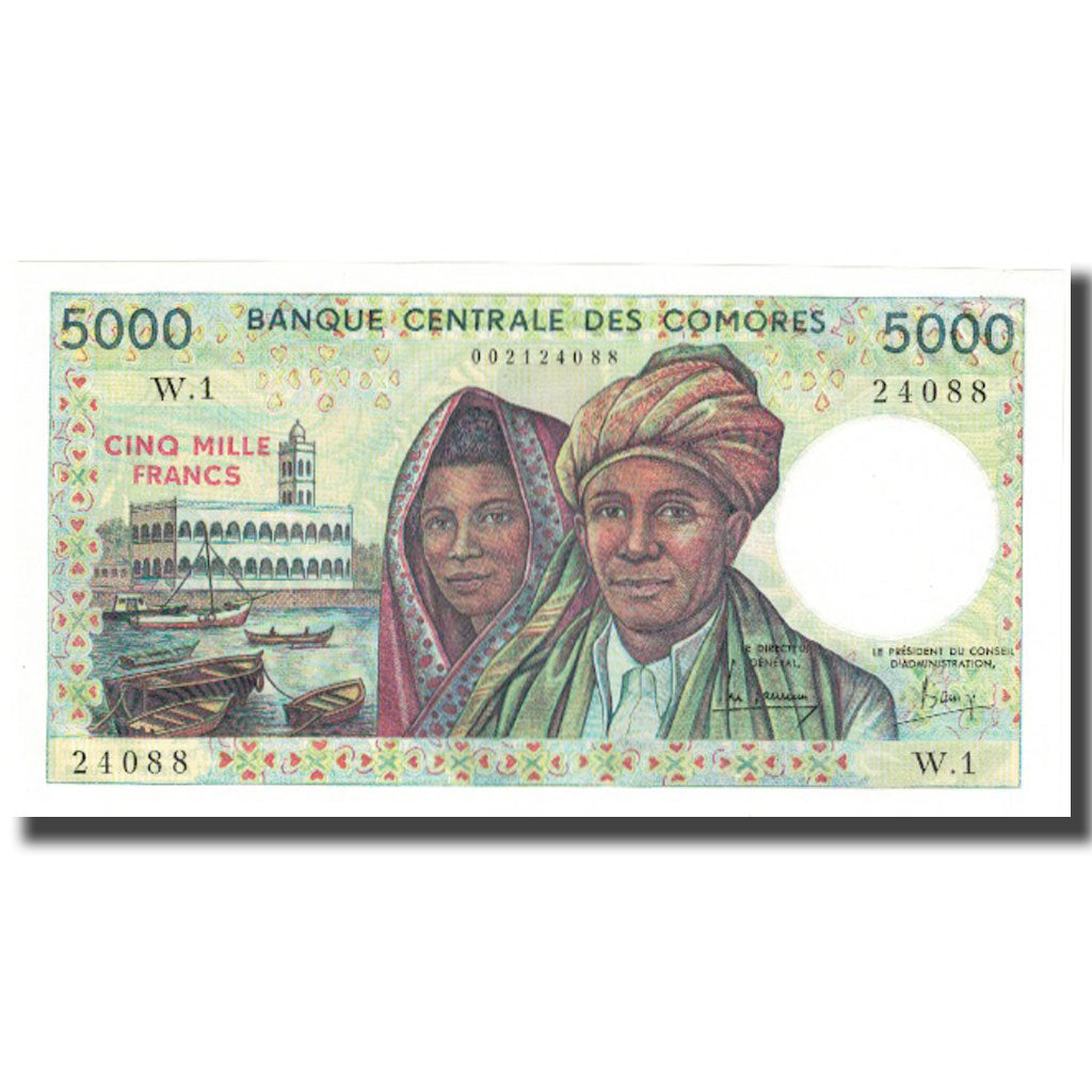 Geldschein, Comoros, 5000 Francs, KM:12a, UNZ