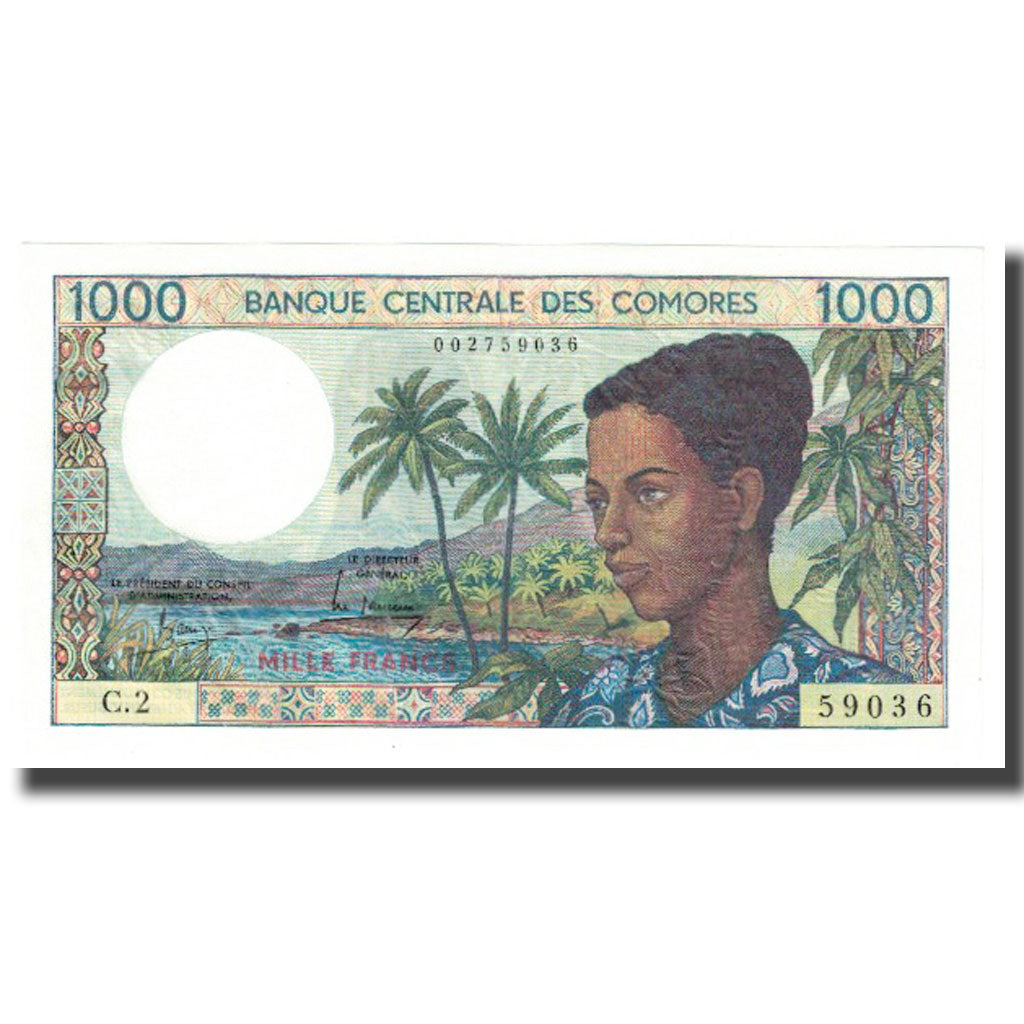 Geldschein, Comoros, 1000 Francs, KM:8a, UNZ