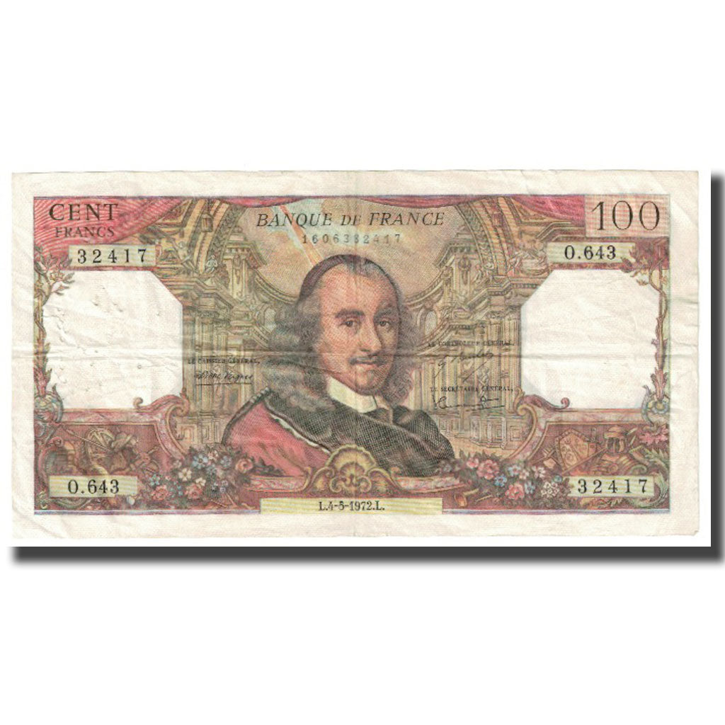 França, 100 Francs, Corneille, 1972, 1972-05-04, EF(40-45), Fayette:65.39