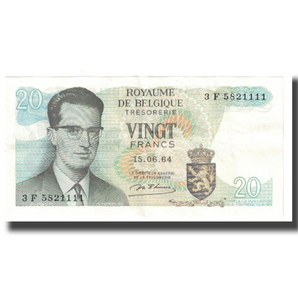 Billete, 20 Francs, 1964, Bélgica, 1964-06-15, KM:138, MBC