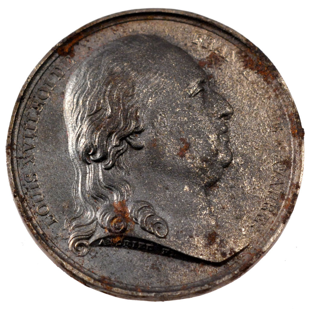 Francia, Medal, First Restoration, Politics, Society, War, 1814, Andrieu, MB+...
