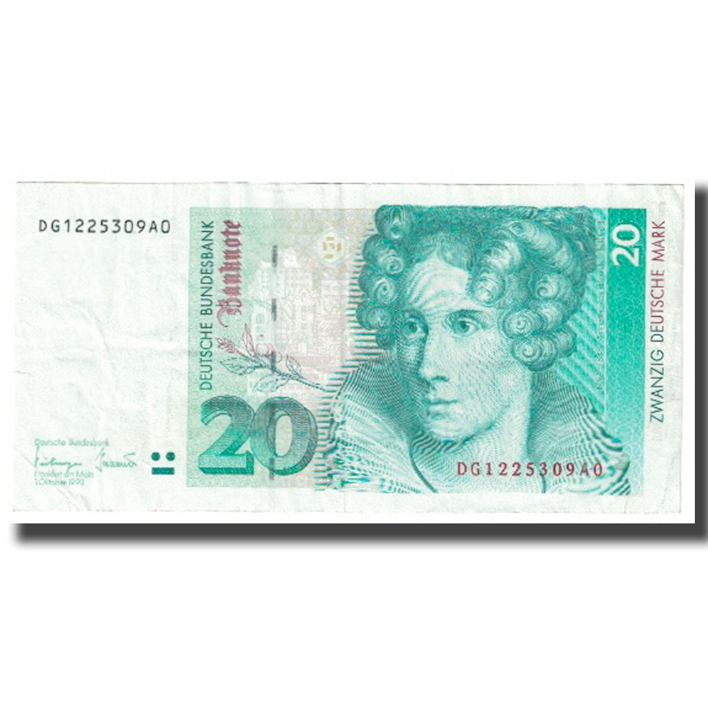 Banknote, GERMANY - FEDERAL REPUBLIC, 20 Deutsche Mark, 1993, 1993-10-01