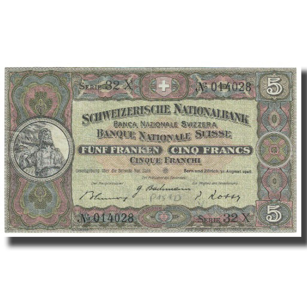Banknote, Switzerland, 5 Franken, 1946, 1946-08-31, KM:11l, UNC(65-70)