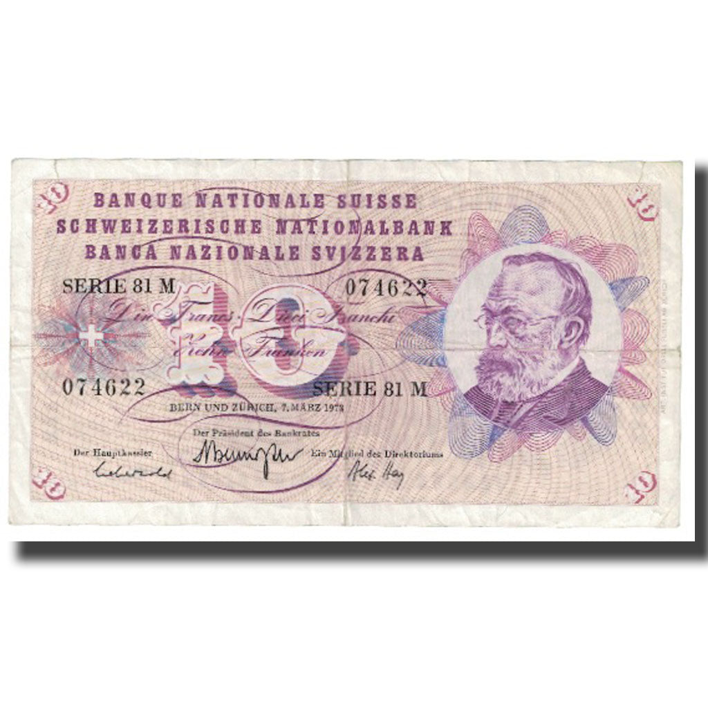 Banknote, Switzerland, 10 Franken, 1973, 1973-03-07, KM:45i, VF(20-25)