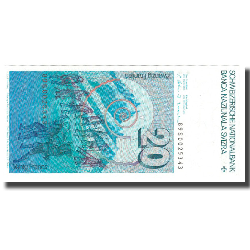 Geldschein, Schweiz, 20 Franken, KM:54, UNZ