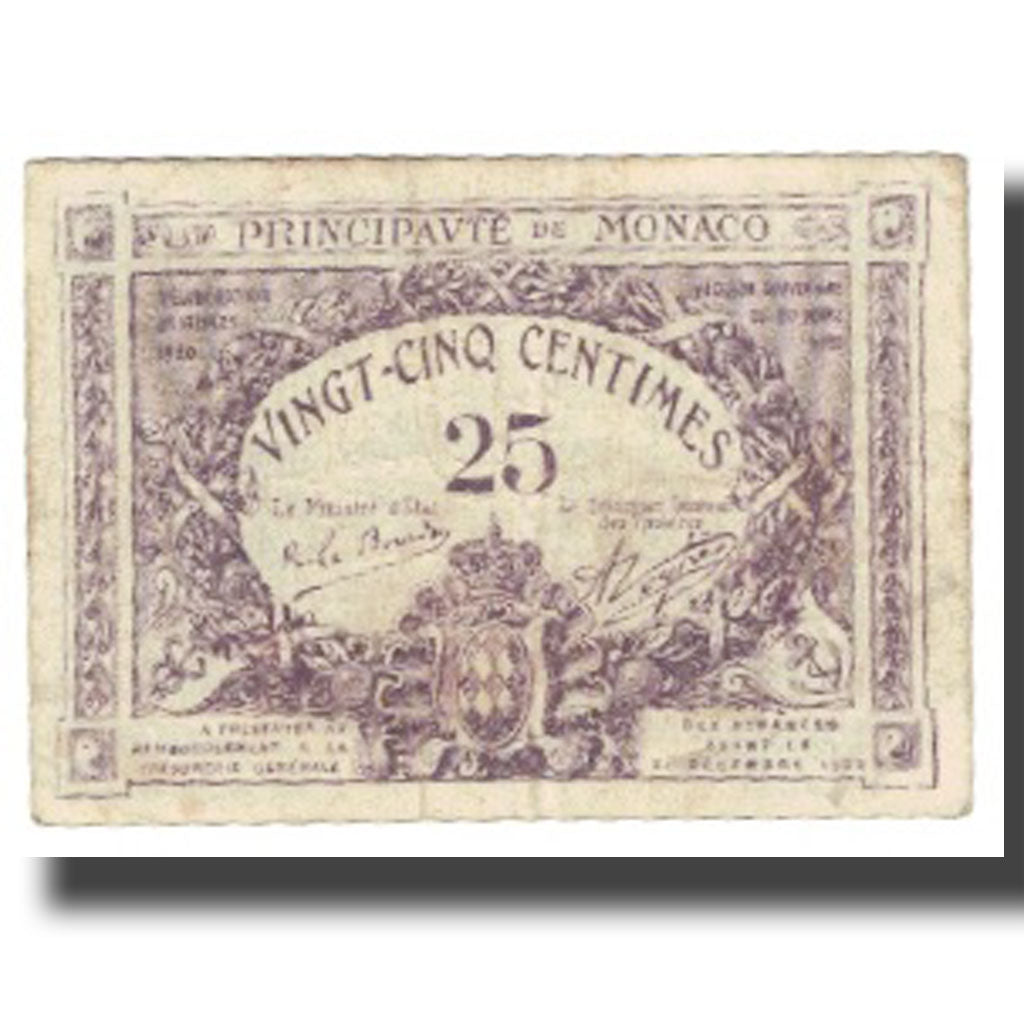 Geldschein, Monaco, 25 Centimes, 1920, 1920-03-20, KM:2b, S