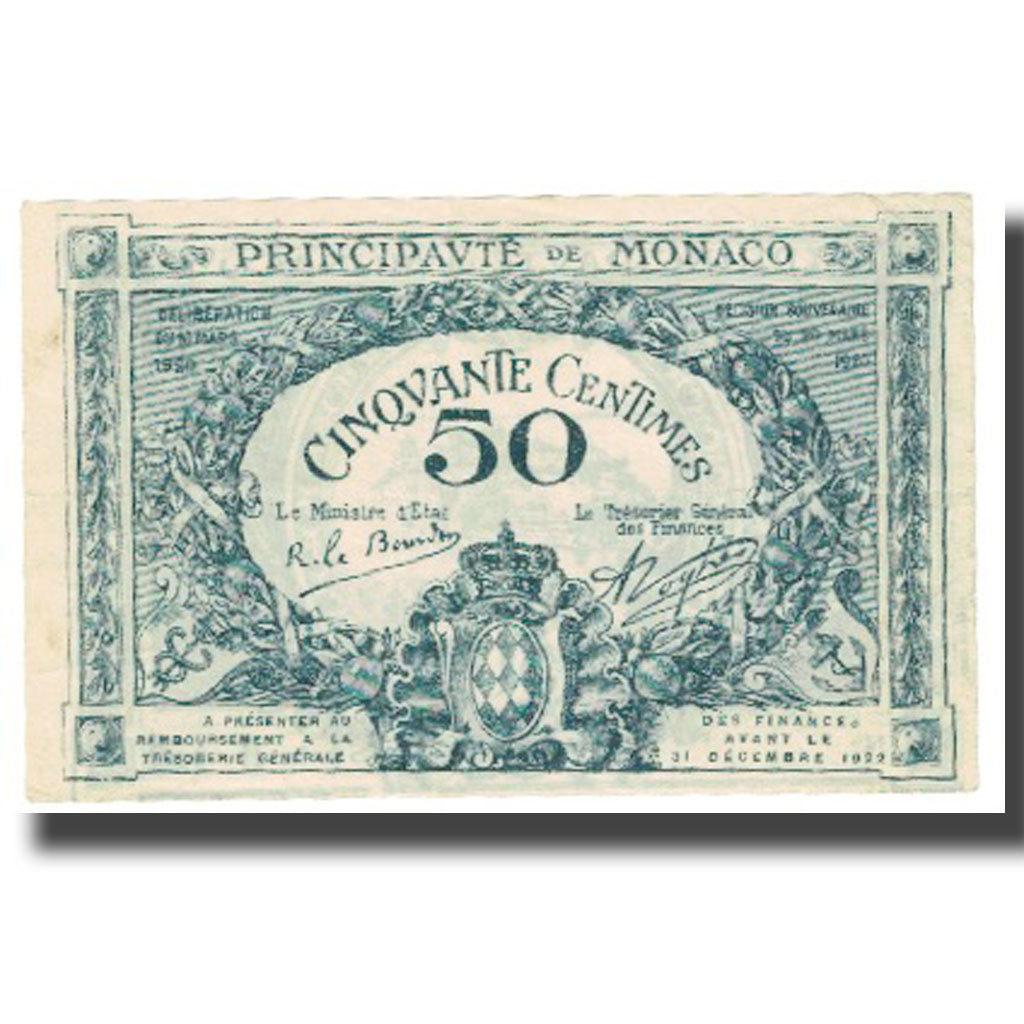 Banconote, Monaco, 50 Centimes, 1920, 1920-03-20, KM:3a, BB