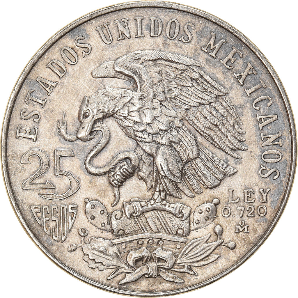 Coin, Mexico, 25 Pesos, 1968, Mexico City, AU(50-53), Silver, KM:479.1